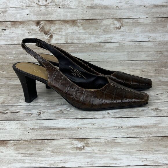 Liz Claiborne Flex Faux Alligator Slingback Womens Heels Size 10M - Picture 2 of 14